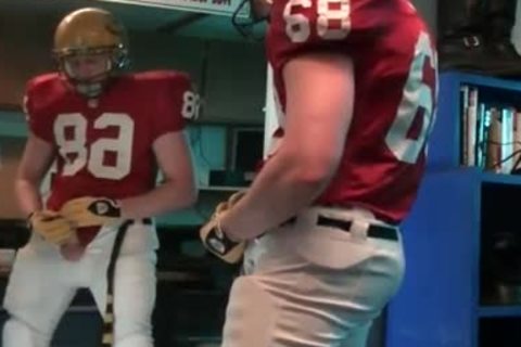 gorgeous pecker wanking in football gear