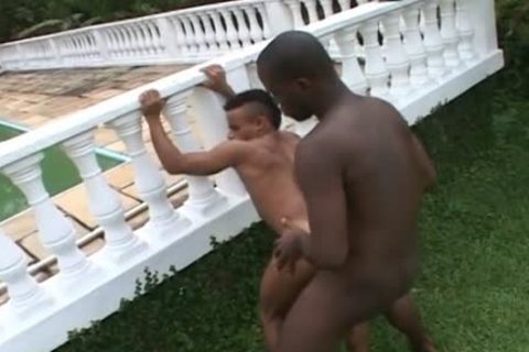 horny darksome Beefcakes sucking dick And ass fucking outdoors