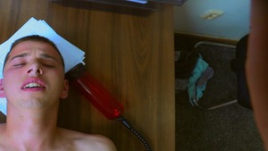 Goofy-faced man enjoying CBT during POV butthole