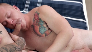 Next Door Originals: Gay Leo Luckett bareback throat fucking