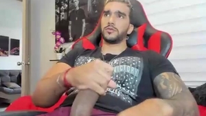 yummy Latino man With Tattoos Strokes His darksome Monster dick