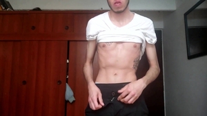 BarebackLatinoz - Solo hairy in boxers pumping in the bed