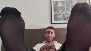 STEP gay daddy - darksome SHEER SOCKS WHITE pecker! - COME WORSHIP MY FEET WATCH ME EDGE MY HARD WHITE pecker & cum jointly