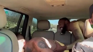 black dude hammering Latino hooker In Car