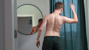 Men: Sneaky Blowjob While Twink Dresses Up